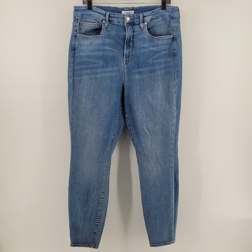 Good American Good‎ Waist Skinny Jeans Blue Size 18 High Rise GW899VTOP